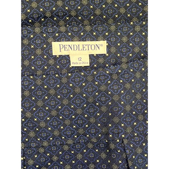 Pendleton Navy Geometric Print Skirt Front Pockets Lined Career Size 12 - Picture 2 of 7